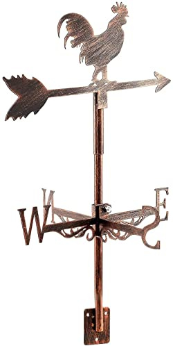Veletas Gallo Veleta Meteorológica Veleta de Viento de Metal Indicador de dirección del Viento para jardín jardín Hitectura Medición de Techo Pintura en Aerosol de Hierro Forjado Mini Granja casera