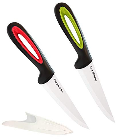 Ceramic knife Super Sharp 4-inch Utility Knife Fruit Paring Knife Set with Sheath, Kitchen knives Sets for Cutting Boneless meats, Sashimi, Fruits and Vegetables (Red+Green)