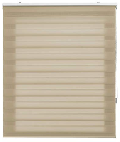 Blindecor Store Enrouleur sur Mesure Nuit et Jour - Couleur Beige - 60 x 250 cm (l x H) - Dimensions du Tissu : 57 x 245 cm - Store Nuit et Jour