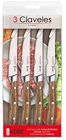 3 Claveles - Set 4 Cuchillos Chuleteros Kobe 11,5 cm - 4,5”