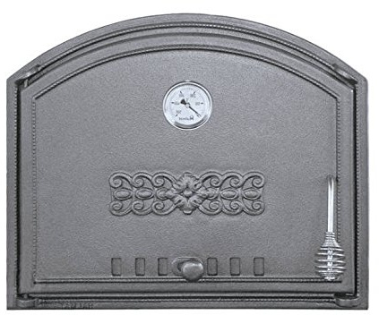 Home&Wood Portes pour Un Four à Pizza en Fonte poêle à Bois Porte du Four en Fonte Pierre 485x410 avec thermomètre/Gauche/