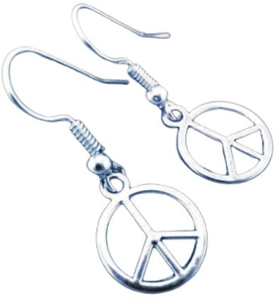 Peace Sign Earrings Gift Sterling Silver 925 Hooks for Girls, Women and Festivals