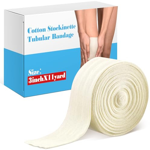 Economy Cotton Stockinette Tubular Bandage Comfortable Arm Leg Knee PreWrap for Pre-Splinting or Casting Fabrication Tubular Arm Stocking Tube Bandage (3 Inch x 11 Yard)