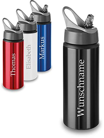 polar-effekt Sport Trinkflasche mit Gravur in Schwarz - 600 ml Volumen - mit Gravur - Flasche aus Aluminium - wiederverwendbar und auslaufsicher - Geburtstag, Jubiläum - Sport, Fitness, Fußball