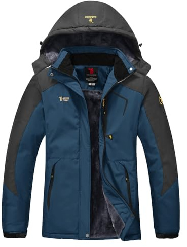 YSENTO Damen Winterjacke Wasserdicht Skijacke Outdoor Softshelljacke Warm Fleecejacke Funktionsjacke mit Abnehmbarer Kapuze
