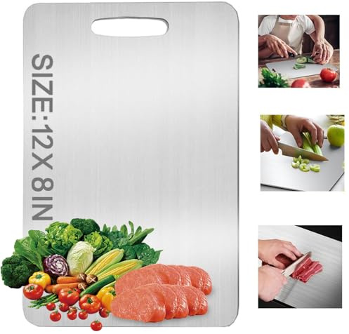 Titanium Chopping Board, 2025 New Upgrade Titanium Cutting Board, 304 Stainless Steel Chopping Board for Kitchen, Cutting Board Food Grade for Meat, Fruit, Vegetables, Dishwasher Safe(39 X 28cm)