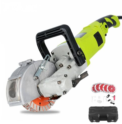 Levkitch Wall Chaser with 5pcs 120mm Saw Blades, 4000W Wall Grooving Machine with Case, Slotter Adjustable Cutting Depth 30mm & Width for Granite Marble Concrete Stone