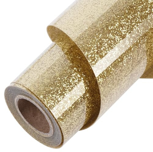 ​TORC Champagne Glitter HTV Champagne Heat Transfer Vinyl HTV Rolls, 12 x 12 ft Iron on Vinyl for T Shirts Champagne HTV Vinyl for All Cutter Machines Easy to Cut & Weed for Heat Vinyl Design 1 Roll