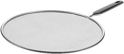 Amosfun Coperchio Antispruzzo per Padella in Acciaio Resistente 33 Cm, Protezione Anti Schizzi D’Olio Rete a Maglie Finissime Antiruggine, Manico Isolante per Cucina Sicura e Facile da Pulire