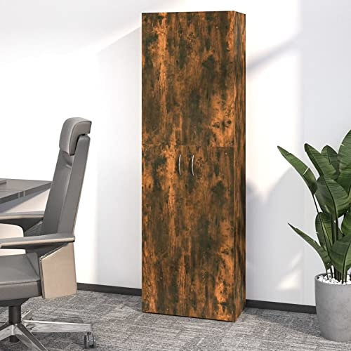 Xichuzi Armario de Oficina, Armario Multiusos, Armario Herramientas, Armario Garaje, Armario Archivador, Armario Estanteria, Armario Taller, contrachapado Roble Ahumado 60x32x190 cm
