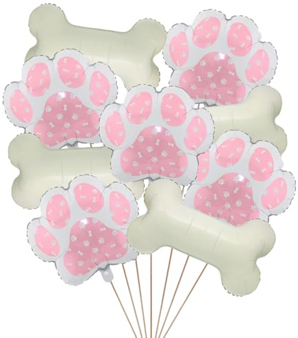 9 x Party-Luftballons für Hunde, 5 x rosa Pfotenform, 4 x Knochenform, für Hundeparty, Babyparty, Kindergeburtstag, Haustierbedarf, Hundewelpen, Geburtstagsparty-Dekorationen (rosa Pfote)