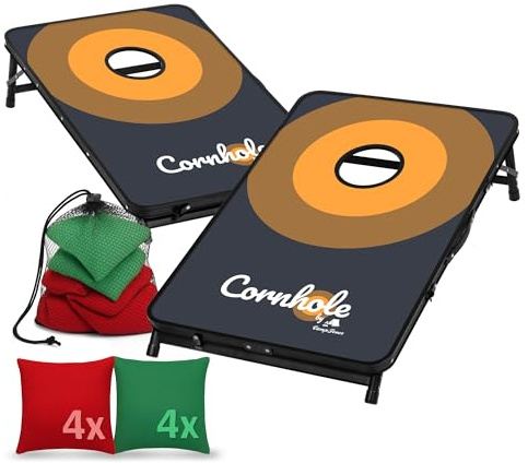 CampFeuer Jeu officiel de Cornhole pour l'extérieur | Jeu de 2 planches, 8 sacs de lancer avec sac de rangement | 90 x 60 cm | Jeu de trou borgne, jeu de lancer, Bean Bag Game, jeu de jardin, jeu de
