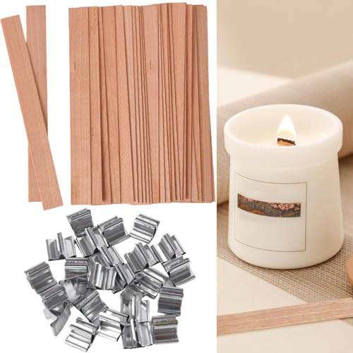 Lot de 25 mèches en bois naturel pour la fabrication de bougies, 12,7 cm, mèches de bougie en bois naturel sans fumée, pour chambre à coucher, fabrication de bougies, artisanat fait à la main