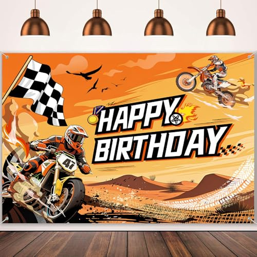 HANYING 9x6ft Motorcycle Backdrop for Birthday Desert Motocross Rodeo Racing Photography Background Little Racer Sand Dirt Bike Theme Party Decor Boys Kids Photo Supplies Birthday Party Decor HY032YL