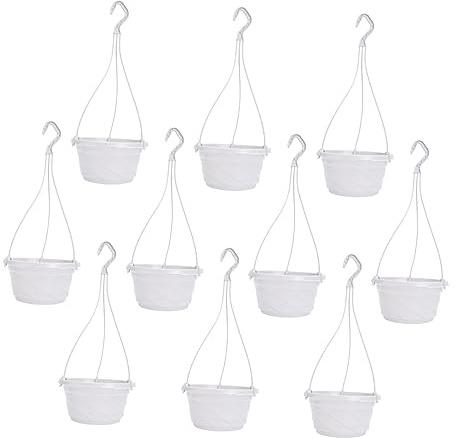 FONDOTIN 10 Juegos Macetas Colgantes de Plástico Duradero para Plantas Diseño Simple y Práctico para Optimizar Verticales Interior y Exterior