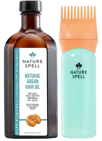 Nature Spell Argan Oil with Comb Applicator, Pre-Diluted, Vegan, 150 ml