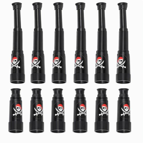 12 Stück Piraten Fernrohr Set | Ausziehbares Piratenteleskop, Dekoratives Kostümzubehör für Piratenparty, Karneval & Motto-Party