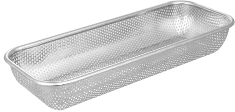 Cabilock Cesta Escurridora de Acero Inoxidable Pequeña 31X12X55 CM para Fregadero Colador Perforado Multifuncional para Lavar Verduras y Frutas Drenaje Rápido y Almacenamiento de Cocina