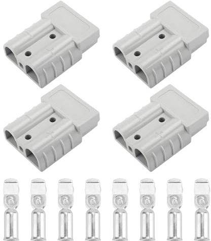 4Pcs 50A Battery Connector Kit,50 Amp 600V Battery Quick Connector for Anderson Powerpole,50A Quick Disconnect Plug Connection with Copper Silver-Plated Terminals for 12v Systems Car Motorhome Caravan