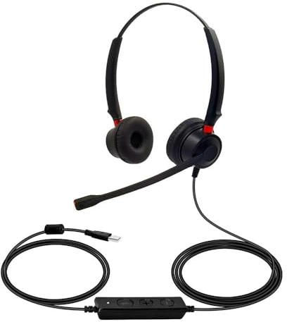 ERYUE Cuffie per Computer Cablate USB con Riduzione del Rumore Cuffie Universali per Call Center da Ufficio PC Laptop Gaming Chat, Adatte Operatore Telefonico -