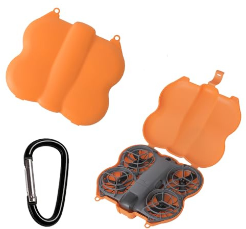 Förvaringsfodral för DJI Neo 2 skyddande bärväska med karbinhake, öppet lock fjärilsform anti-tryck repskydd hårt fodral bärbara drönarskyddstillbehör, Orange, Förvaringslåda för Neo 2 skyddande