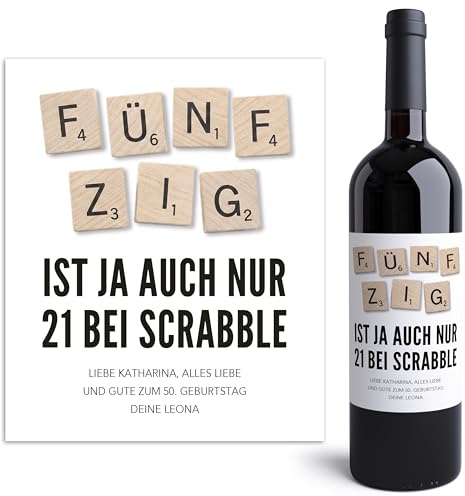 50. Geburtstag Geschenk Weinetiketten personalisiert Flaschenetiketten selbst gestalten Geburtstagsgeschenk Wein Etiketten 2 Stück | 10x12 cm