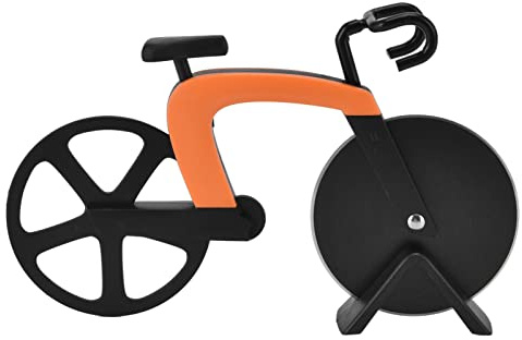 Pizza Cutter Wheel Stainless Steel Bike Shape Pizza Knife Kitchen Tool for Home Restaurant ABS Material 7.3 Inch Length (Orange)