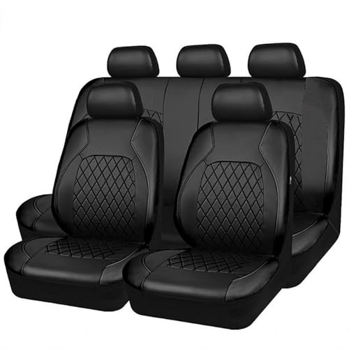 ZYIOPLH 9 Pezzi Auto Set Coprisedili in Pelle PU per Volkswagen VW Polo V (6R, 6C) 2011 2012-2018, Coprisedili Anteriori E Posteriori Impermeabile, Compatibili con Airbag,Black
