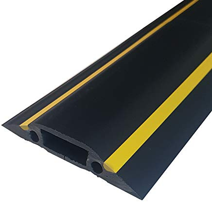 3m x 83mm Heavy Duty Rubber Floor Cable Safety Cover Protector - Conduit Tunnel Sleeve – Great for Home (Garage), Office, Warehouse – Walk Over Wire Management - Loops
