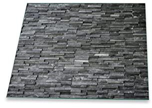 Herdabdeckplatte Abdeckung Ceranfeld Abdeckplatte Schneidebrett 1-Teilig 60x52 Steine Grau Schiefer Spritzschutz Glasplatte Ceranfeldabdeckung Schutz Herdschutz Sicherheitsglas Glasschneidebrett
