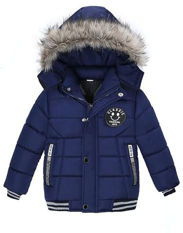 Odziezet Jungen Winterjacke Baby Steppjacke mit Kapuze Windjacke dick Mantel 1-5 Jahre alt