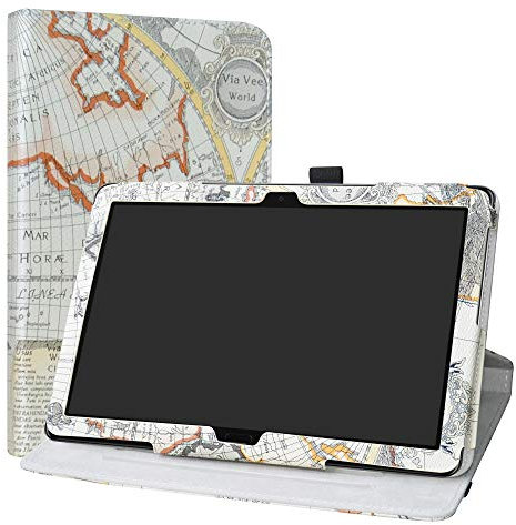 MediaPad M5 Lite Rotary hülle, LiuShan 360°rotierenden Drehbares Standfunktion hülle mit Schöne Muster für 10.0 Huawei MediaPad M5 Lite 2018 Android Tablet,Karte