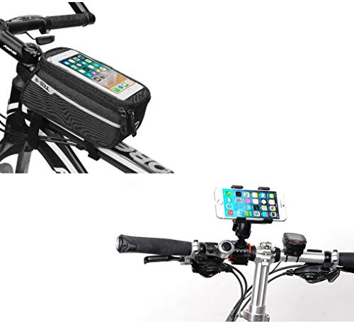 Cykelset för Samsung Galaxy A6 Smartphone (hållare cykel styre + väska pekskärmar) MTB cykelsport (svart)