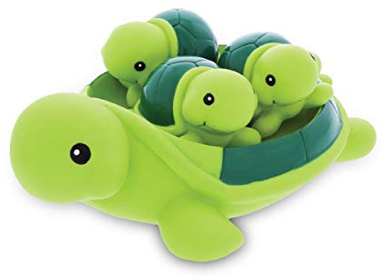 Dollibu Green Sea Turtle Family Animal Bath Squirters 4 Piece Bath Toy Set, Kids Bath Toys for Bathtime & Water Fun, Girls & Boys Floating Cute Animal Rubber Squirt Toys, Pool Toys for Kids