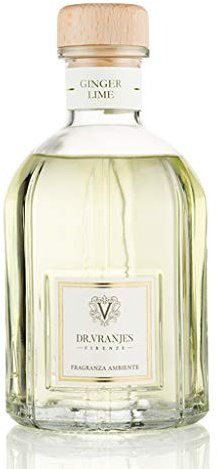Dr. Vranjes - Ginger Lime 250 ml Diffuser + Double Pack of White Sticks (3 Pieces Bundle)- Luxury Home Fragrance, Made in Italy, Main Scent: Fruity, Olfactory Pyramid: Lime, Ginger, White Pepper