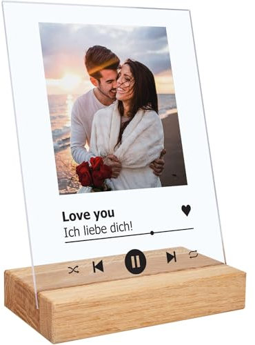 GRAVURZEILE Song Cover Glas Foto aus Acrylglas - Personalisiertes Geschenk mit eigenem Bild im Spotify Musik Cover Design, Küche - Fotogeschenke für Sie & Ihn - Geschenke für Frauen & Männer