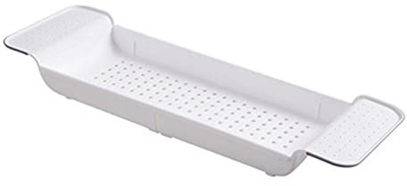 YWJFASHION Badewanne Regal Caddy Badewanne Badebrücke Erweiterbare Halterung Rack Lagerung Tablett über Bad Multifunktionaler Organizer (Farbe : White)