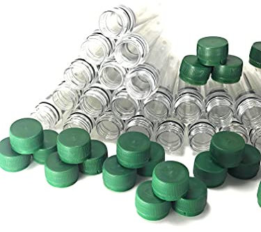 Flocoro 30 Stück Petlinge leer PET Preform Petling mit Deckel grün für Geocaching zubehör wasserdicht Petling klar Preformen Flaschenrohling