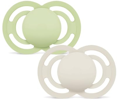 MAM Schnuller, ab 6 Monaten, extra dünner und flexibler Sauger, flache und symmetrische Silikonhaut, weiches Silikon, einfache Akzeptanz, mit selbststerilisierender Box, MAM Perfect, neutral matt, 2