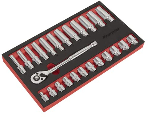 Ratchet Wrench & Socket Set 25pc 3/8Sq Drive