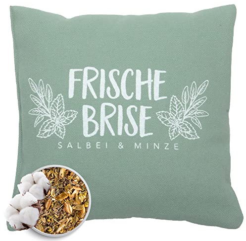 Herbalind Kräuterkissen Frische Brise Salbei Minze 20x20 cm - Erkältungskissen mit Füllung ohne Chemie - Kissen Bezug 100% Baumwolle, als Hausmittel bei Erkältung, Duftkissen, anthrazit