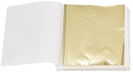 Cozylkx Blattgold Blatt 100 Stück Blattgold Blätter 3,66 × 3,38 Zoll Blattgold Flocken Für Nägel, Bilderrahmen, Möbeldesign,Champagner 1