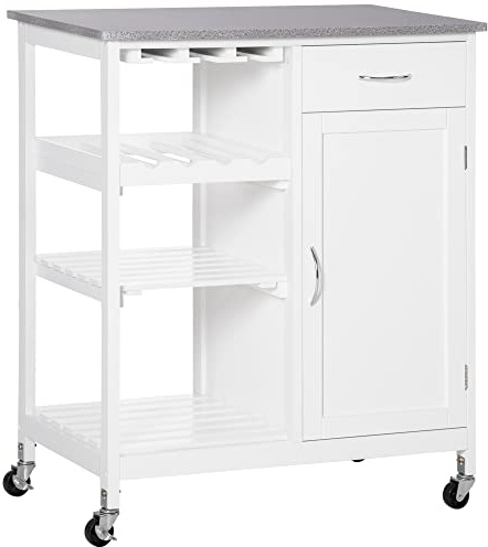 HOMCOM Carro de Cocina con Ruedas 1 Cajón Armario 40 kg 76x48x88 cm Blanco