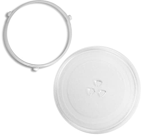 SPARES2GO Microwave Glass Turntable Plate 255mm + 3 Wheel Roller Ring Support Stand Compatible with Sharp YC-MS01U-S YC-MG02U-S 20 Litre