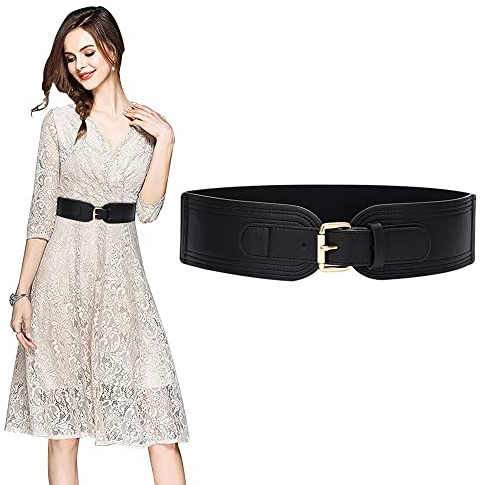 KOEMCY Eleganter Taillengürtel Breit Damen Hüftgürtel Vintage Schnalle Stretch Corsagengürtel Klassisch Ledergürtel Taillierter Gürtel