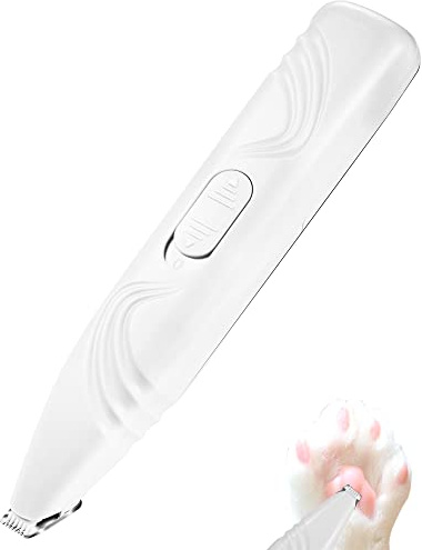 LEYOUFU Hundtass trimmer hund grooming klippare katter hår trimmer för katt hund lågt ljud inte skrämma husdjur för att klippa hundens hår runt tassar ögon öron ansikte rump använder två torra batterier (vit)