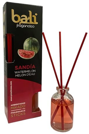 Bali fragancias Ambientador Mikado SANDÍA Difusor con varillas de ratán para tu salón, comedor o cualquier estancia de tu hogar, fragancias seleccionadas, Aromaterapia, Perfumado (30 ml)