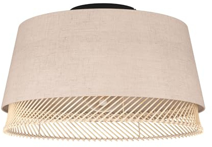EGLO Deckenlampe Tabley, natürliche Deckenleuchte | Wohnzimmerlampe aus Leinen und Bambus, Aufbaulampe für Wohnzimmer und Schlafzimmer, Lampe mit E27 Fassung, Ø 38 cm