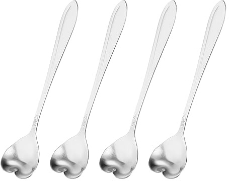 uxcell 4Pcs Stainless Steel Flower Spoons 5 Inch Heart Shape Coffee Spoon Small Teaspoon Dessert Spoon for Espresso Sugar Cake, Silver