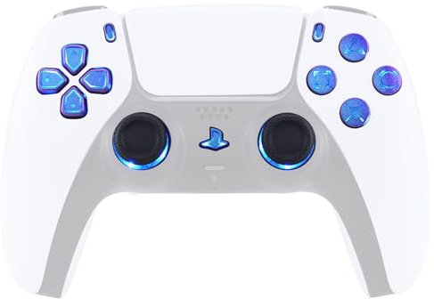 eXtremeRate DTF LED Kit für ps5 Controller BDM-030/040/050, Ersatz leucht D-Pad Thumbstick Share/Option/Home Knöpfe, 7 Farben 9 Modi LED Mod Tasten Set für ps5 V3 Controller-Lila Blau Symboltaste